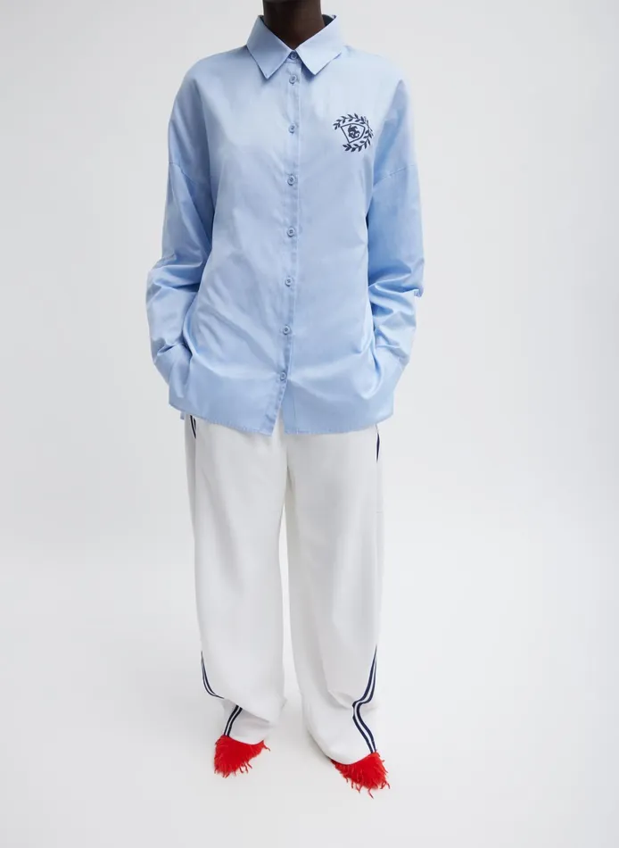 Women Tibi Tops Oxford Shirting Crest Gabe Oversized Shirt