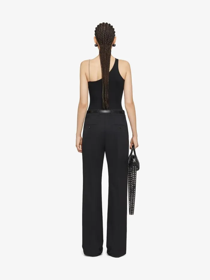 Women Tops and Shirts Givenchy Asymmetric Top In Cotton With Chain Detail Black