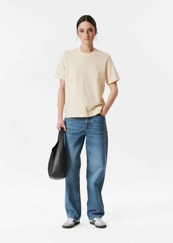 Women Tops and Tshirts and Other Stories Crewneck TShirt Beige