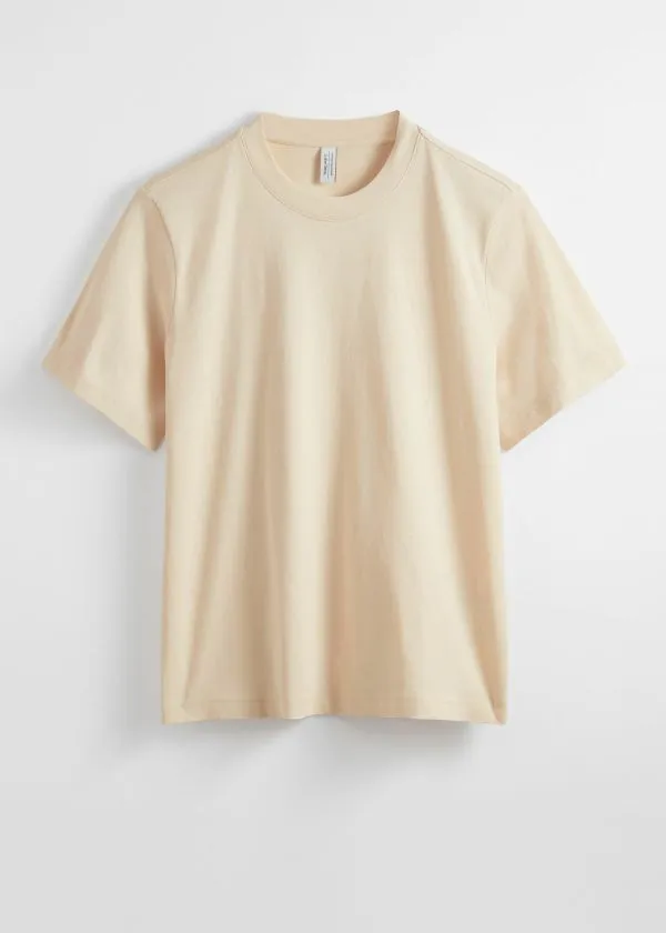 Women Tops and Tshirts and Other Stories Crewneck TShirt Beige