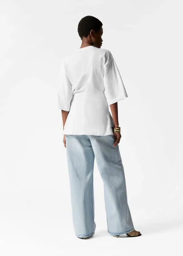 Women Tops and Tshirts and Other Stories Draped Brooch Tshirt White