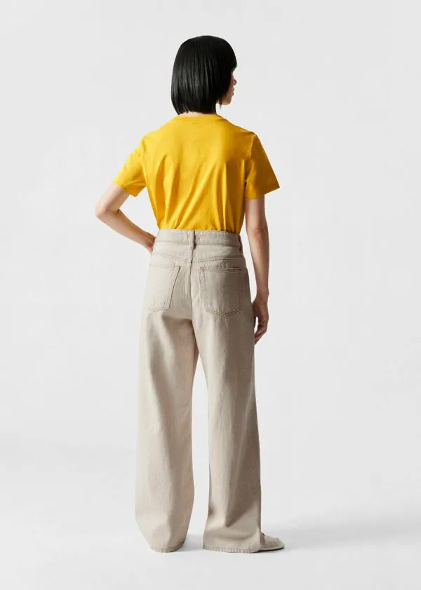 Women Tops and Tshirts and Other Stories Lemon Embroidery TShirt Yellow