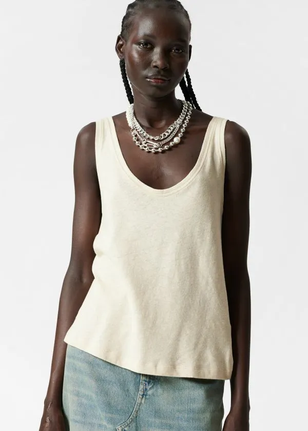 Women Tops and Tshirts and Other Stories LinenBlend Tank Top Beige