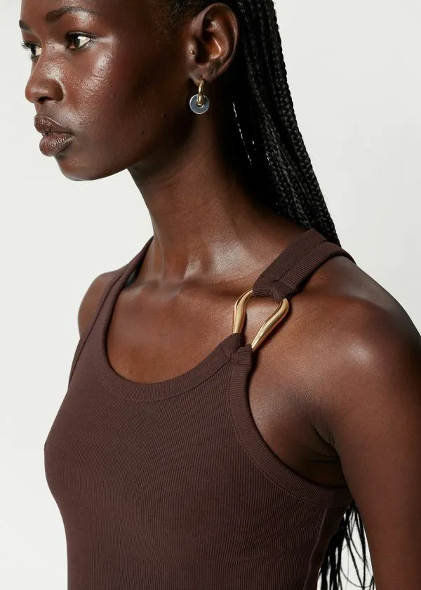 Women Tops and Tshirts and Other Stories MetalBuckle Tank Top Dark Brown