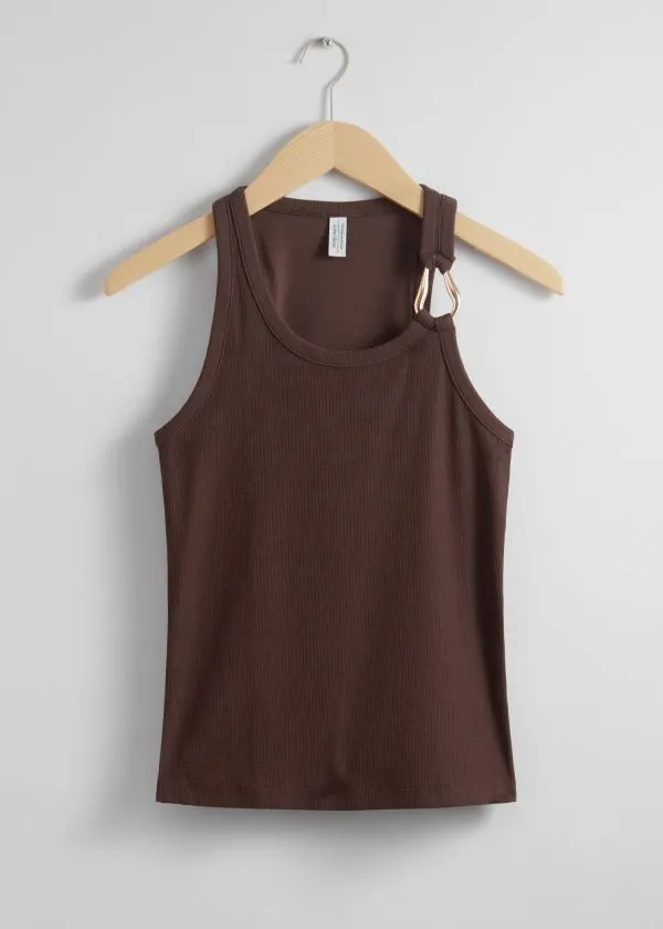 Women Tops and Tshirts and Other Stories MetalBuckle Tank Top Dark Brown