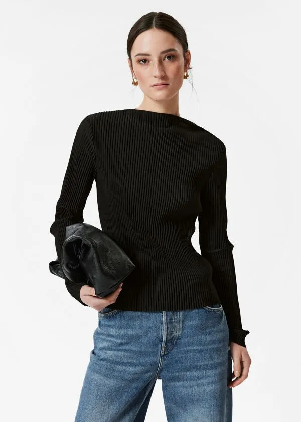 Women Tops and Tshirts and Other Stories Pleated Top Black
