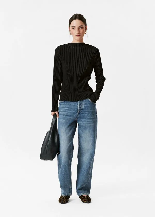 Women Tops and Tshirts and Other Stories Pleated Top Black