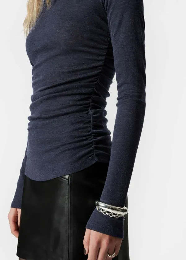 Women Tops and Tshirts and Other Stories Ruched Boatneck Top Navy Blue