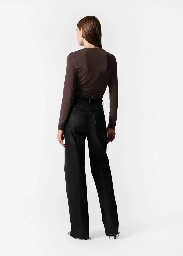 Women Tops and Tshirts and Other Stories Ruched Wrap Top Brown