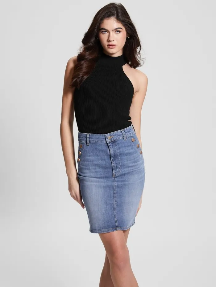 Women Tops GUESS Eco Shayna Mock Neck Top Black