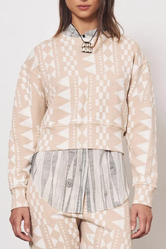Women Tribal Geo Camel and Dirty White Joberg Sweatshirt Raquel Allegra Tops