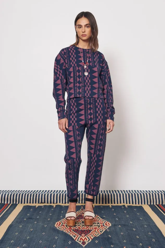 Women Tribal Geo Midnight and Jasper Cape Sweatpant Raquel Allegra Bottoms
