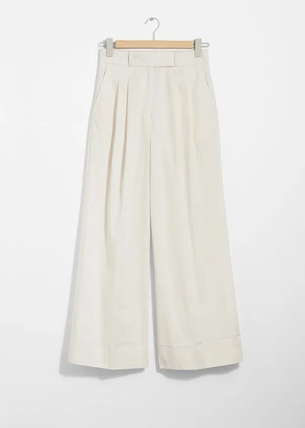 Women Trousers and Other Stories Wide Tailored Trousers White