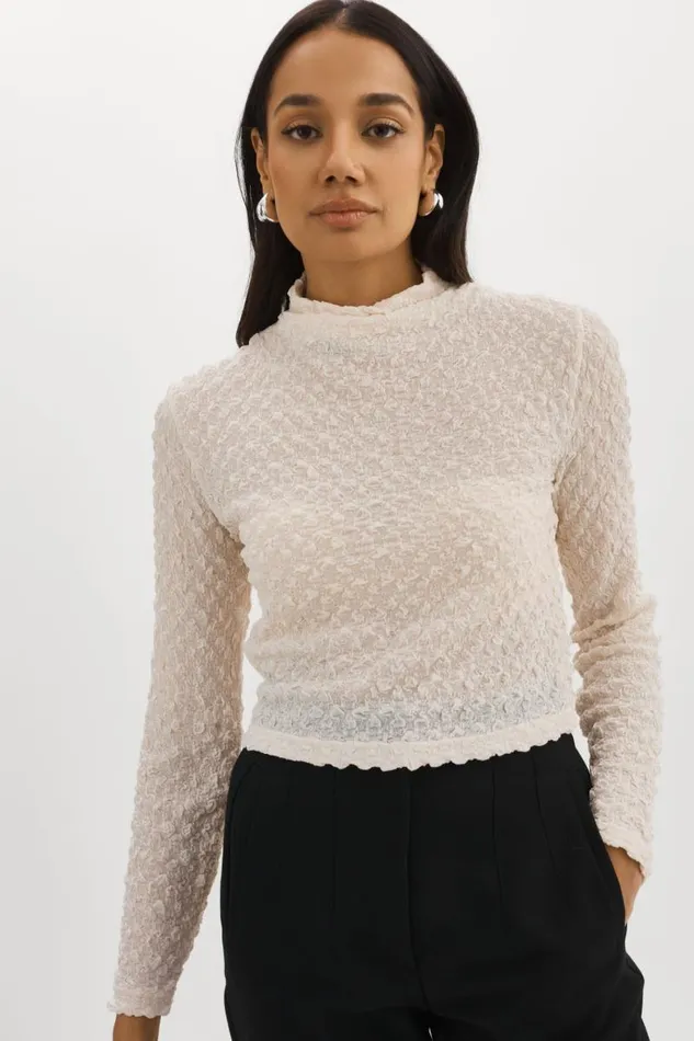 Women VELMA Crossover Long Sleeve Top Off White LAMARQUE Tops