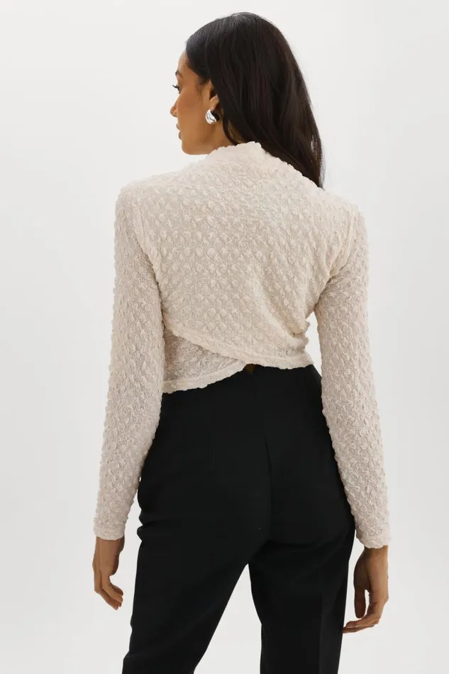 Women VELMA Crossover Long Sleeve Top Off White LAMARQUE Tops