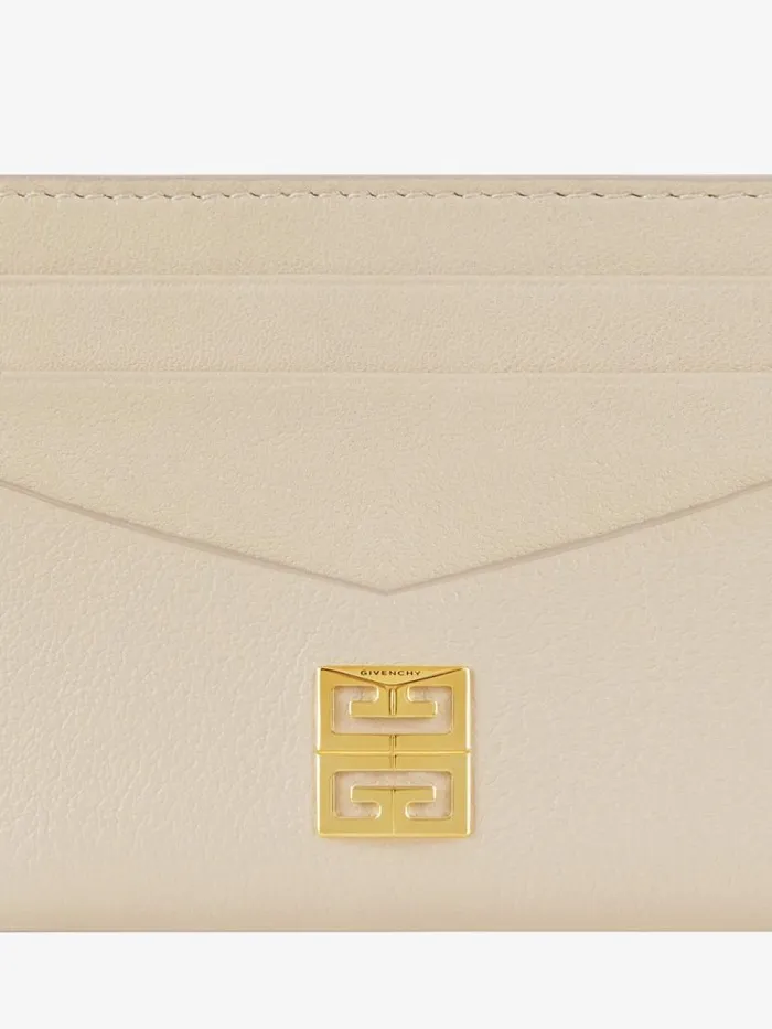 Women Wallets and Card Holders Givenchy 4G Card Holder In Grained Leather Natural Beige