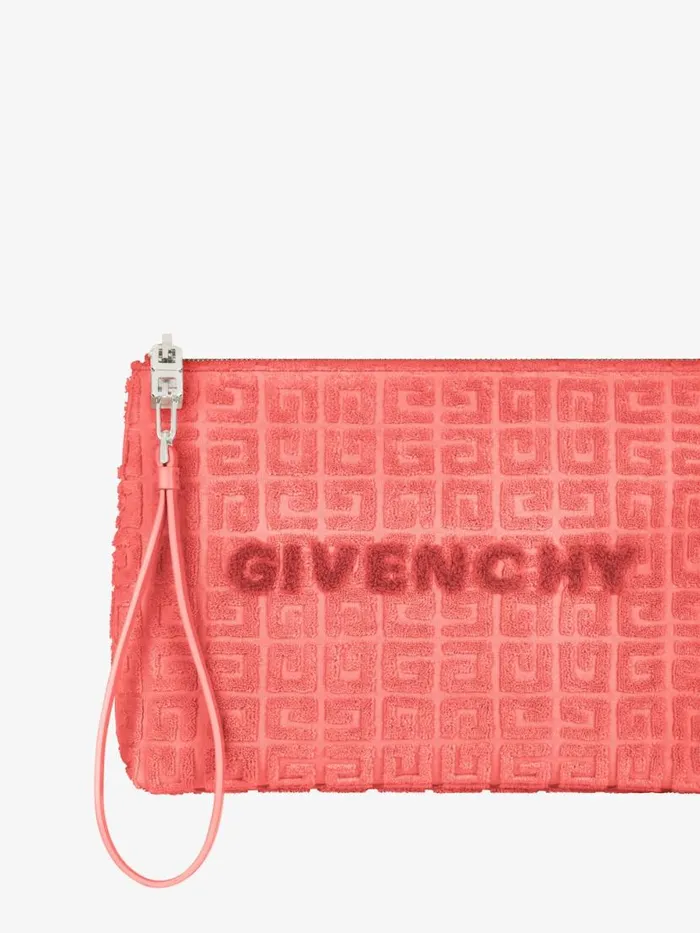 Women Wallets and Card Holders Givenchy GIVENCHY Travel Pouch In 4G Cotton Towelling Coral Women Wallets and Card Holders Givenchy GIVENCHY Travel Pouch In 4G Cotton Towelling Coral