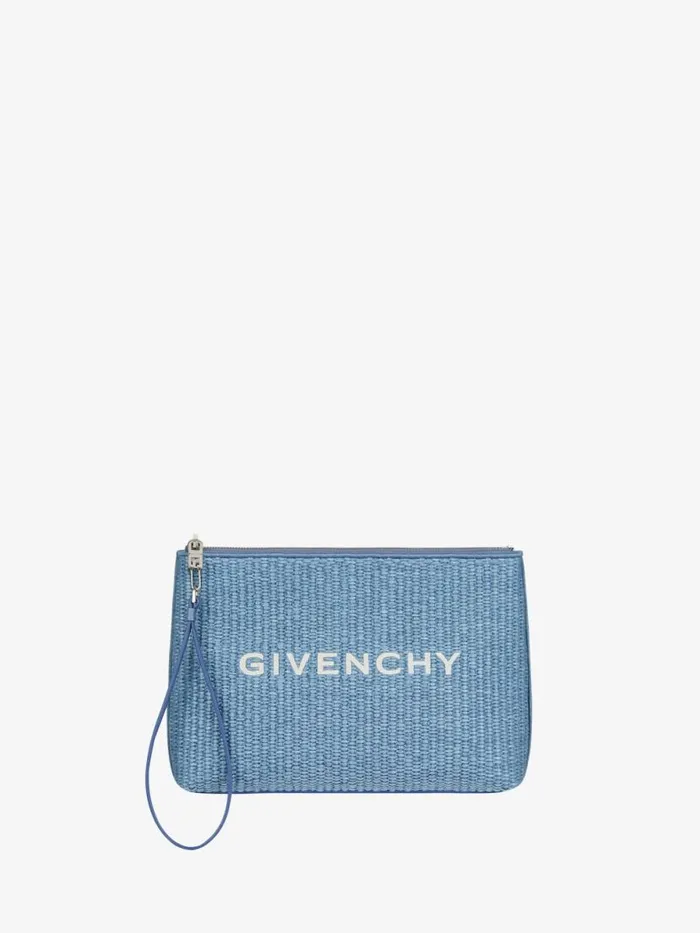 Women Wallets and Card Holders Givenchy GIVENCHY Travel Pouch In Raffia Denim Blue Women Wallets and Card Holders Givenchy GIVENCHY Travel Pouch In Raffia Denim Blue