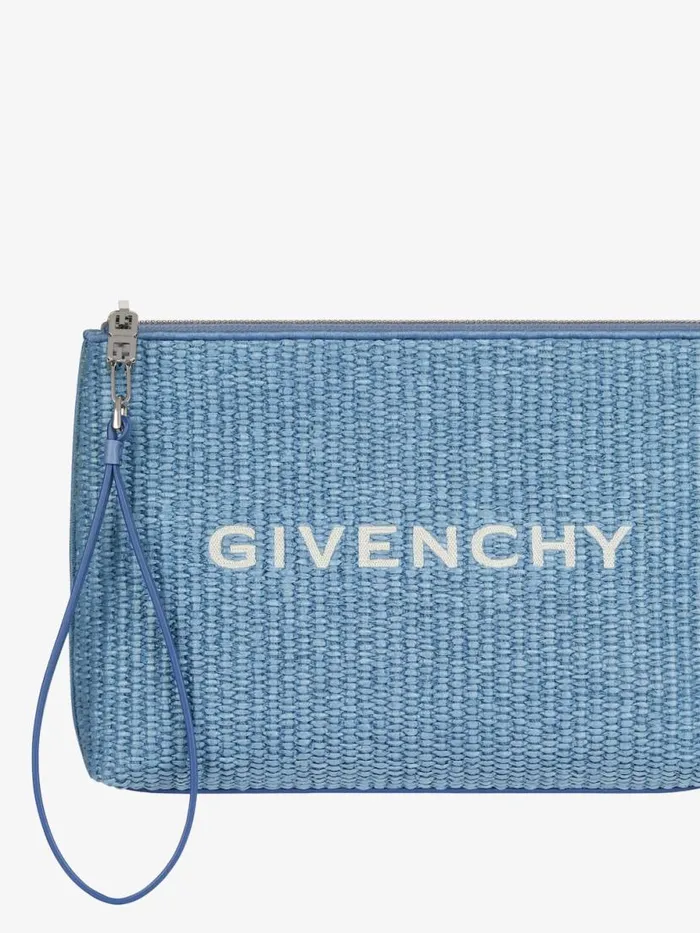 Women Wallets and Card Holders Givenchy GIVENCHY Travel Pouch In Raffia Denim Blue Women Wallets and Card Holders Givenchy GIVENCHY Travel Pouch In Raffia Denim Blue