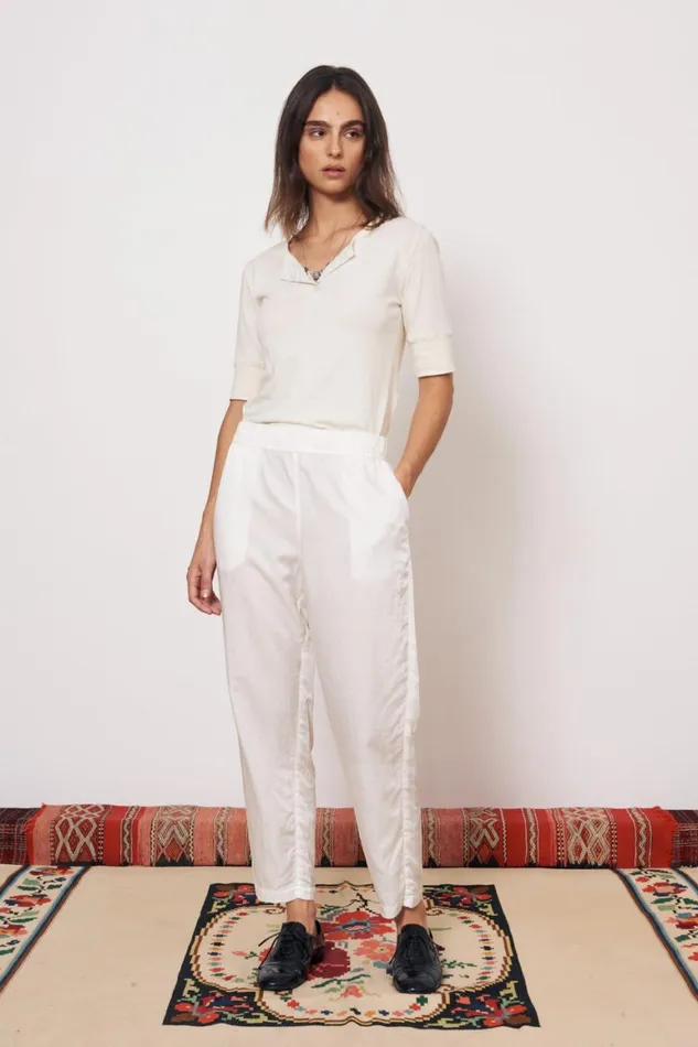 Women Washed White Fez Pant Raquel Allegra Bottoms