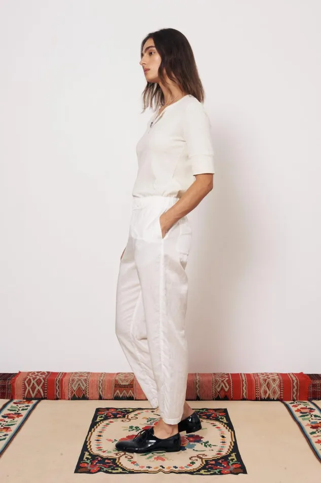 Women Washed White Fez Pant Raquel Allegra Bottoms