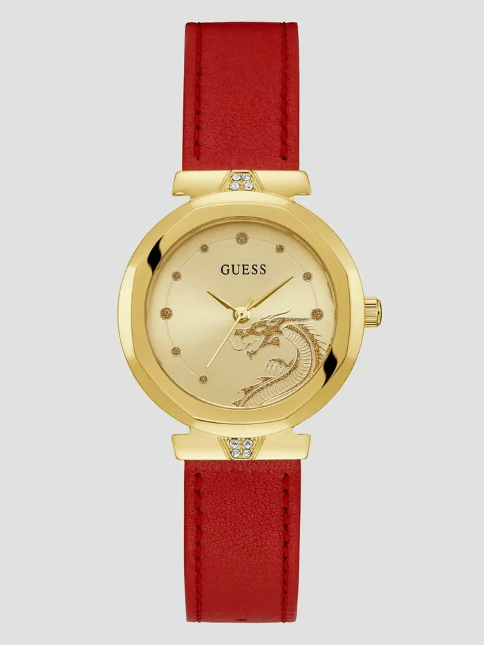Women Watches GUESS TwoTone Leather Analog Watch Red