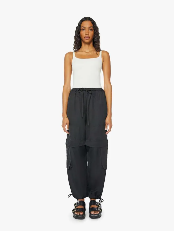 Women Wide Leg Mother Denim Joline Cargo Pants Black