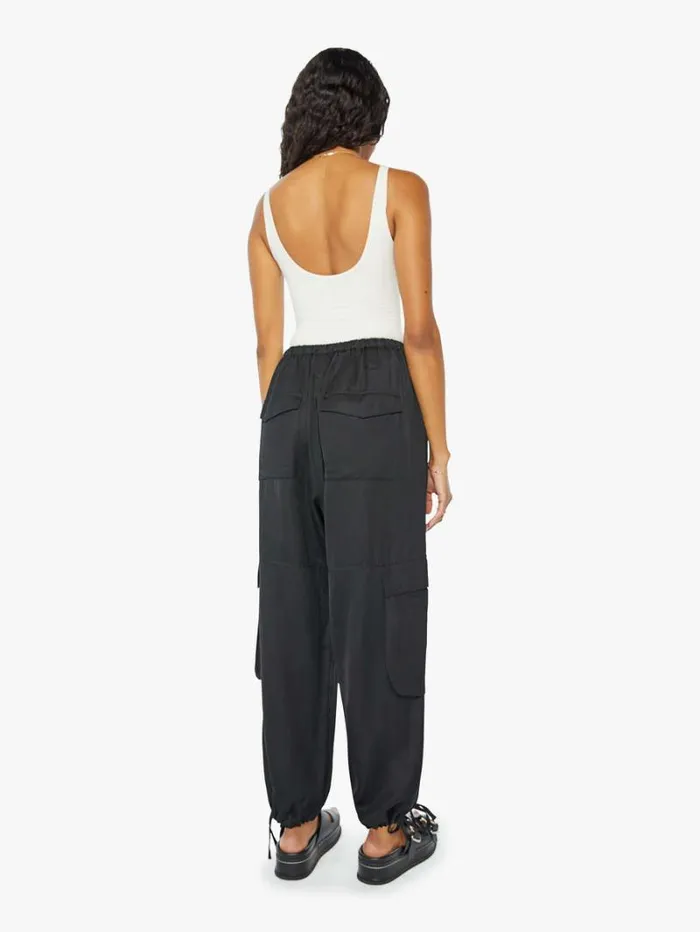 Women Wide Leg Mother Denim Joline Cargo Pants Black