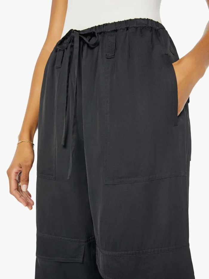 Women Wide Leg Mother Denim Joline Cargo Pants Black