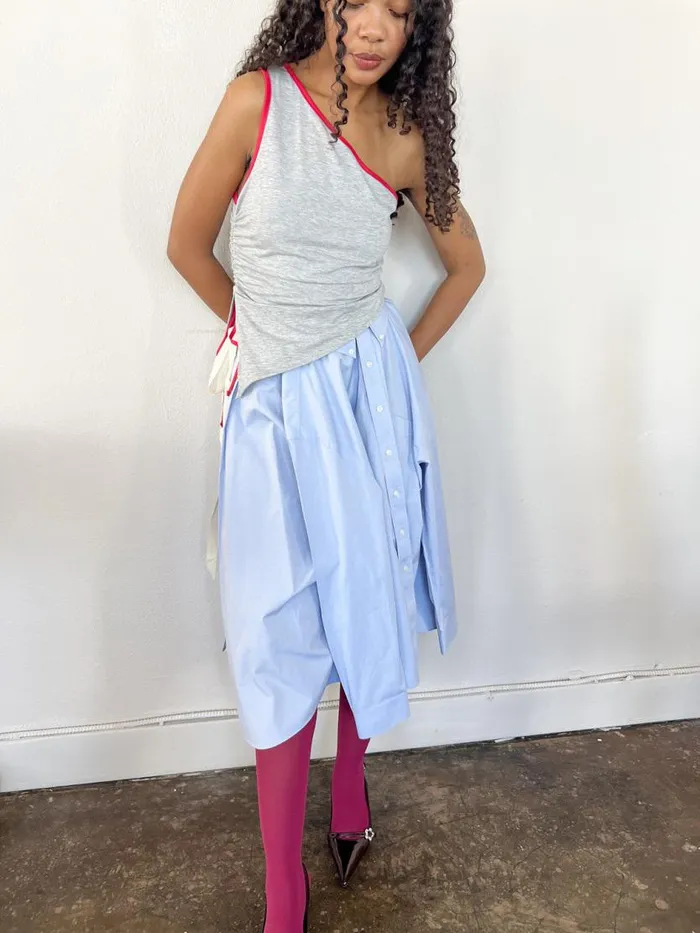 Women Wrap Shirt Skirt Blue Lisa Says Gah Skirts