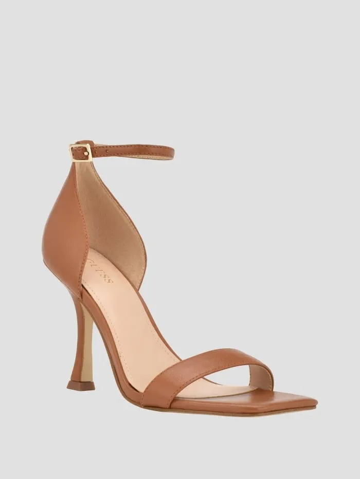 Women Yael Leather Heels Medium Brown Heels GUESS