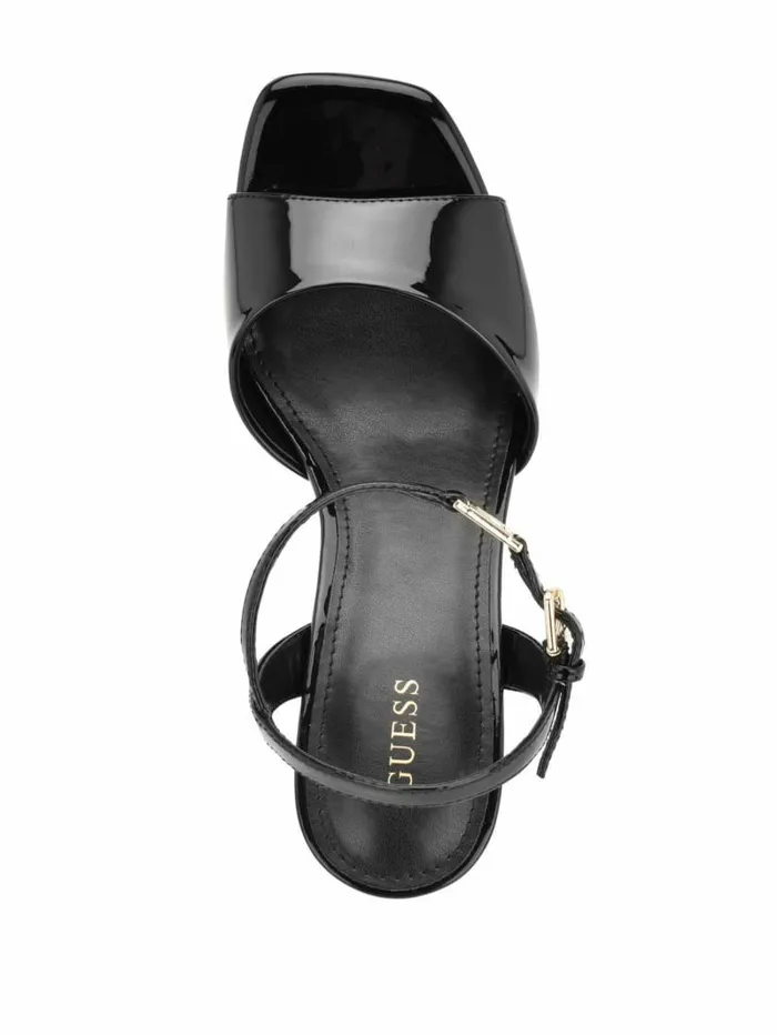 Women Zione Patent Wedges Black 001 Sandals GUESS