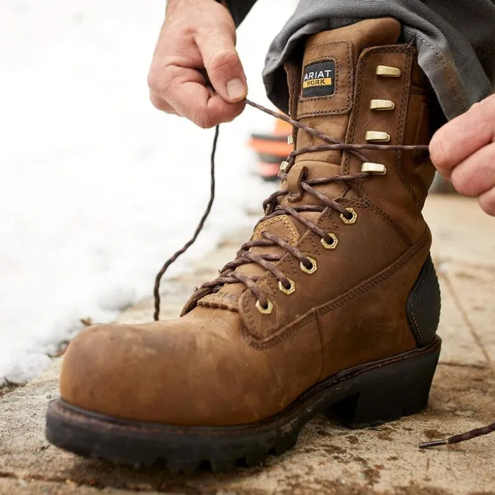 Work Boots Men Ariat Powerline 8034 400G Waterproof 400g Composite Toe Work Boot Oily Distressed Brown