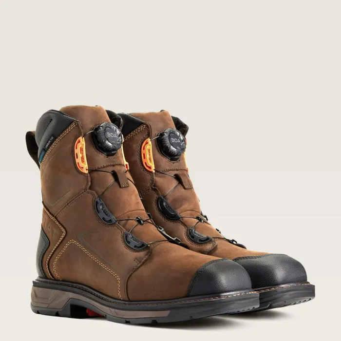 Work Boots Men Ariat WorkHog XT 8034 BOA Waterproof Carbon Toe Work Boot Chocolate Brown Work Boots Men Ariat WorkHog XT 8034 BOA Waterproof Carbon Toe Work Boot Chocolate Brown