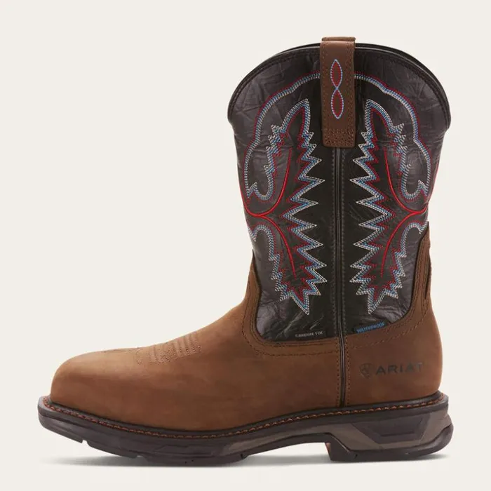 Work Boots Men Ariat WorkHog XT Waterproof Carbon Toe Work Boot Oily Distressed Brown
