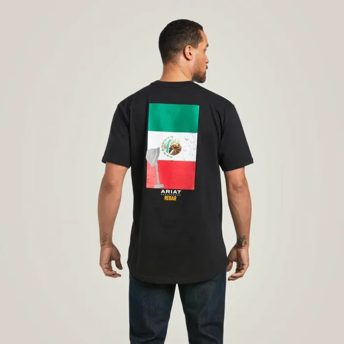 Workwear Men Ariat Rebar Cotton Strong Mexican Pride Graphic TShirt Black