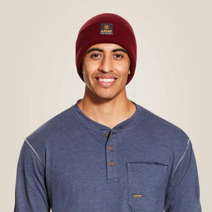 Workwear Men Ariat Rebar Watch Cap Red
