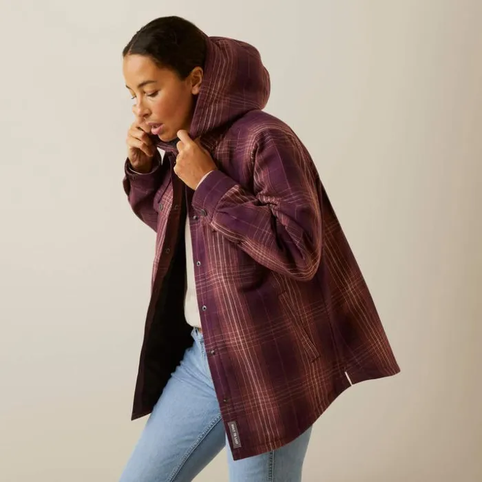 Workwear Women Ariat Rebar Flannel Shirt Jacket Potent Purple Plaid