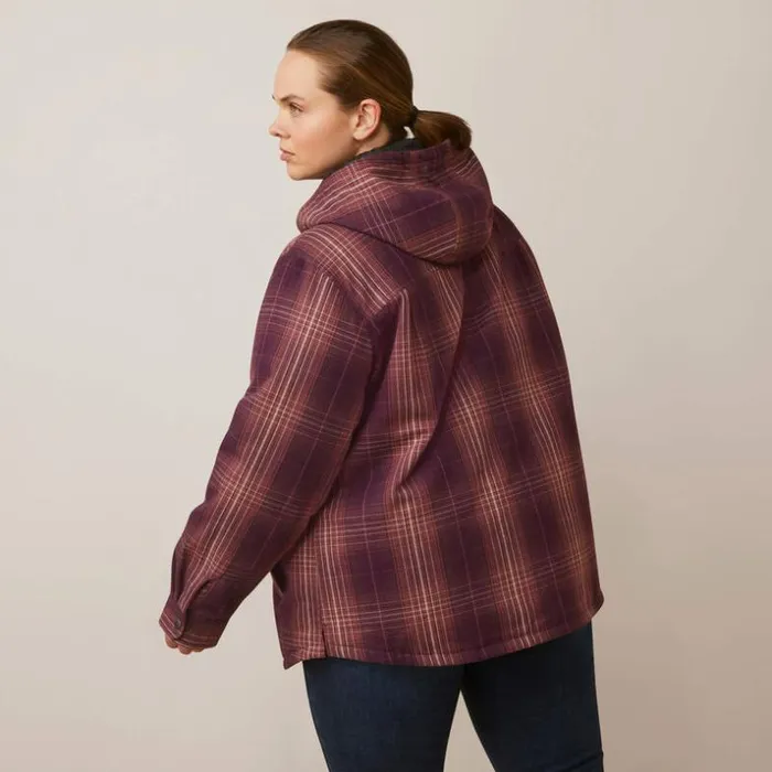 Workwear Women Ariat Rebar Flannel Shirt Jacket Potent Purple Plaid