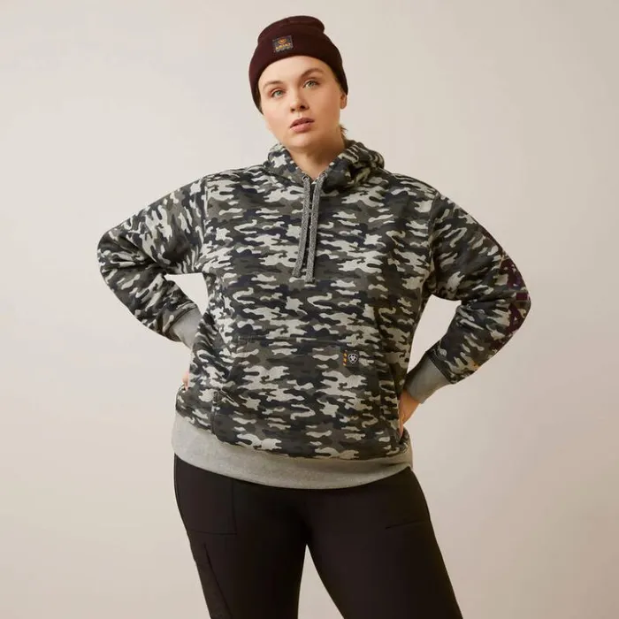 Workwear Women Ariat Rebar Graphic Printed Hoodie Heather Grey Camo Workwear Women Ariat Rebar Graphic Printed Hoodie Heather Grey Camo