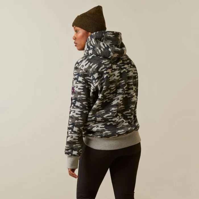 Workwear Women Ariat Rebar Graphic Printed Hoodie Heather Grey Camo Workwear Women Ariat Rebar Graphic Printed Hoodie Heather Grey Camo