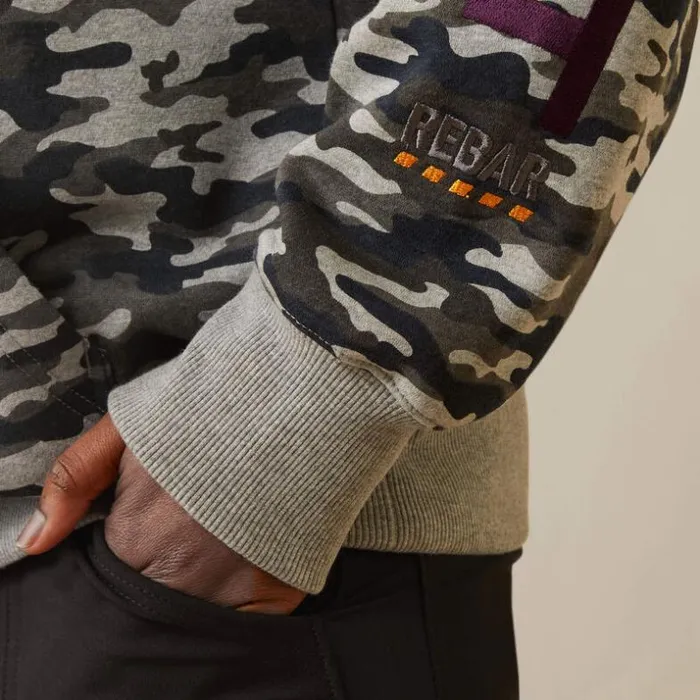 Workwear Women Ariat Rebar Graphic Printed Hoodie Heather Grey Camo Workwear Women Ariat Rebar Graphic Printed Hoodie Heather Grey Camo