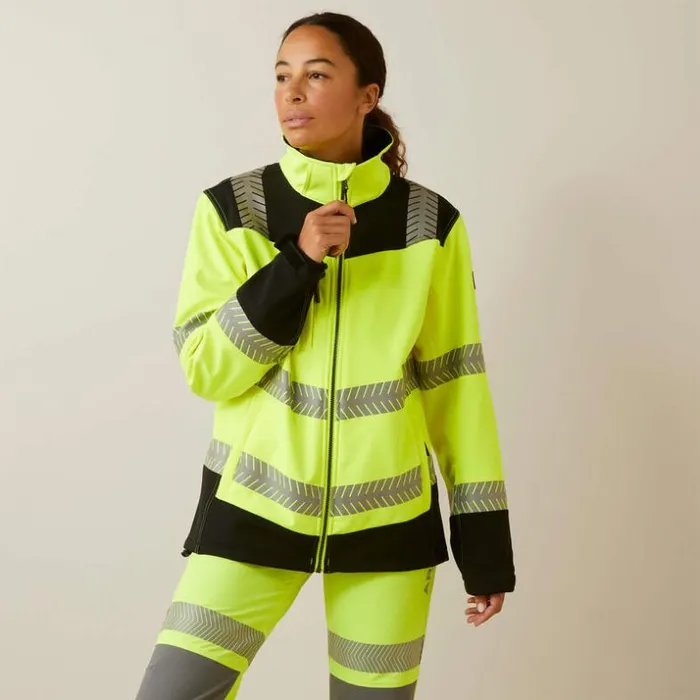 Workwear Women Ariat Rebar HiVis Softshell Jacket Hivis Yellow