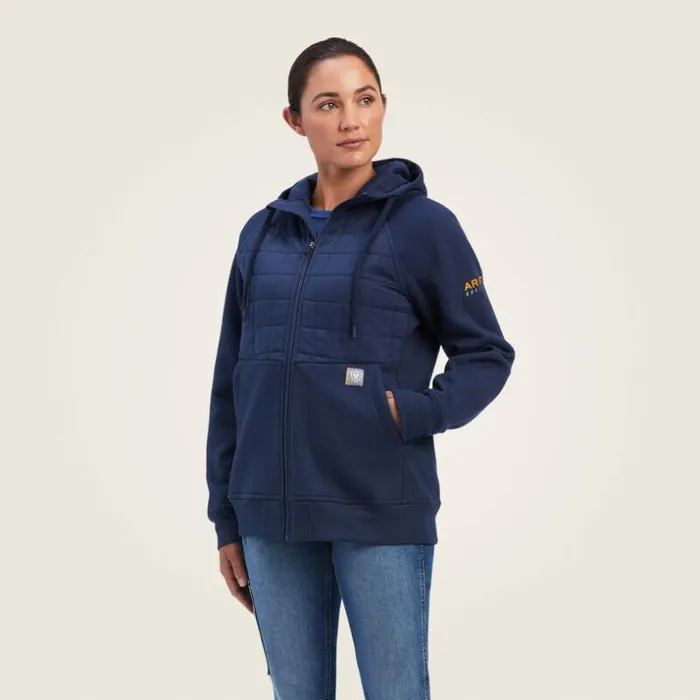 Workwear Women Ariat Rebar Regulator Full Zip Hoodie Mood Indigo