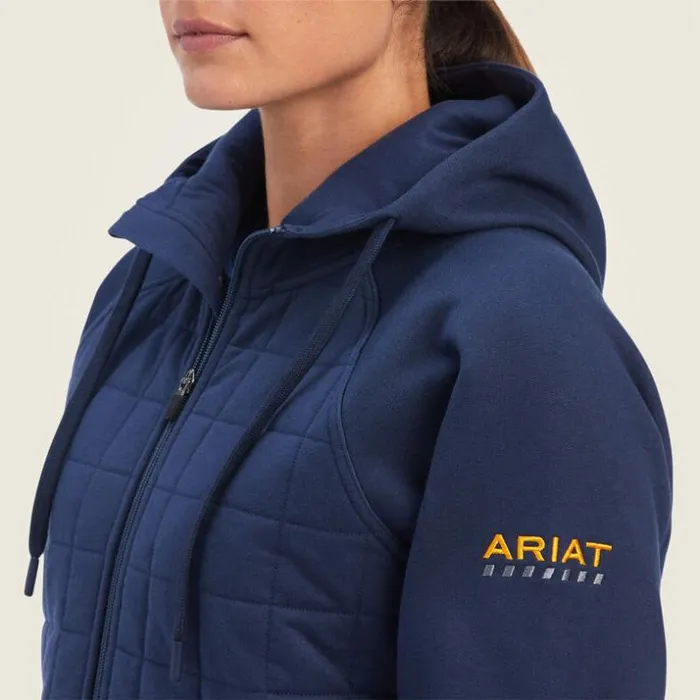 Workwear Women Ariat Rebar Regulator Full Zip Hoodie Mood Indigo Workwear Women Ariat Rebar Regulator Full Zip Hoodie Mood Indigo