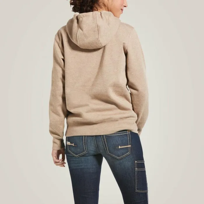Workwear Women Ariat Rebar Skill Set 12 Zip Hoodie Dark Oatmeal Heather
