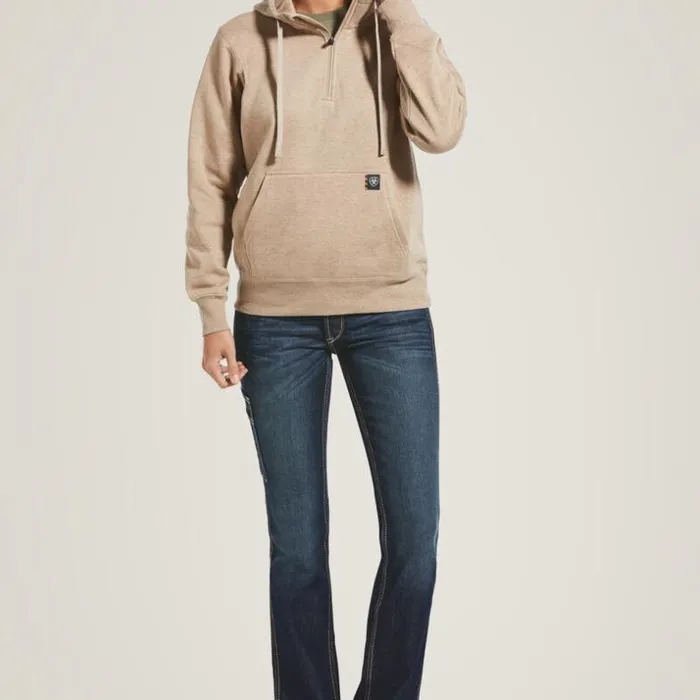 Workwear Women Ariat Rebar Skill Set 12 Zip Hoodie Dark Oatmeal Heather