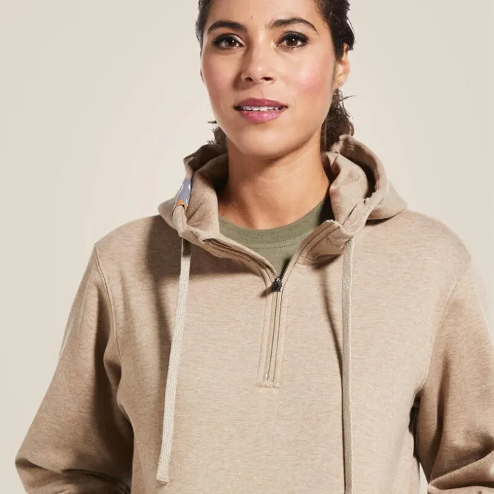 Workwear Women Ariat Rebar Skill Set 12 Zip Hoodie Dark Oatmeal Heather