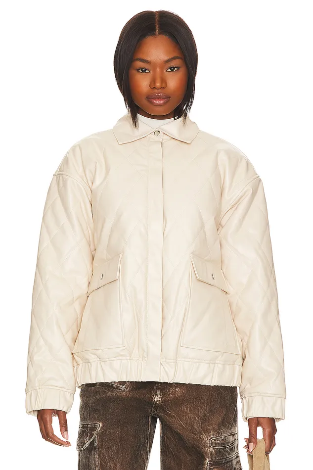 X Rachel Rylee Faux Leather Jacket Bone White Women Lovers and Friends Leather