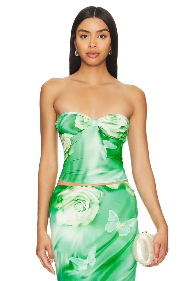 Zura Top Green Rose Swirl Women Lovers and Friends Tops